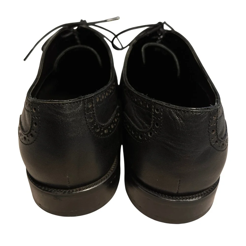 Hallow Unbind Mens Black Leather Wingtip Brogue Oxford Shoes Size US 12 Classic